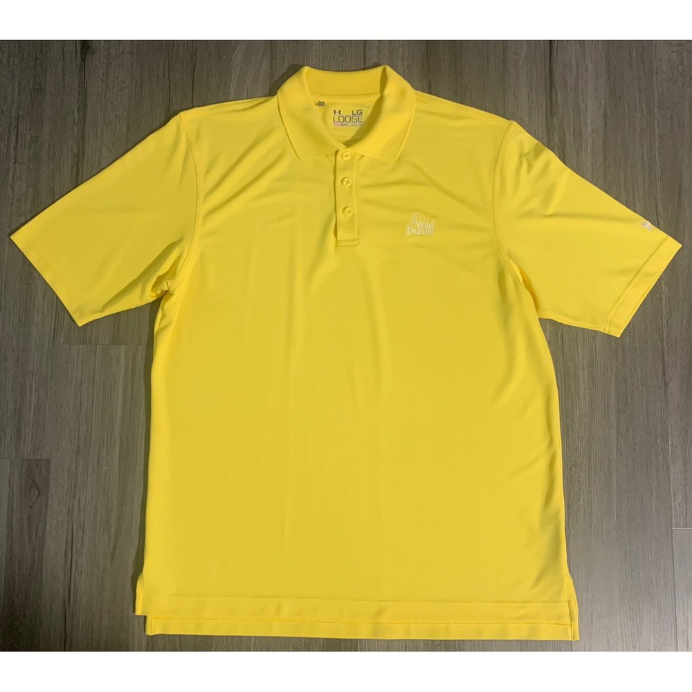 Under Armour Men's Yellow Wild Dunes Loose Heatgear Gold Polo Size‎ Large